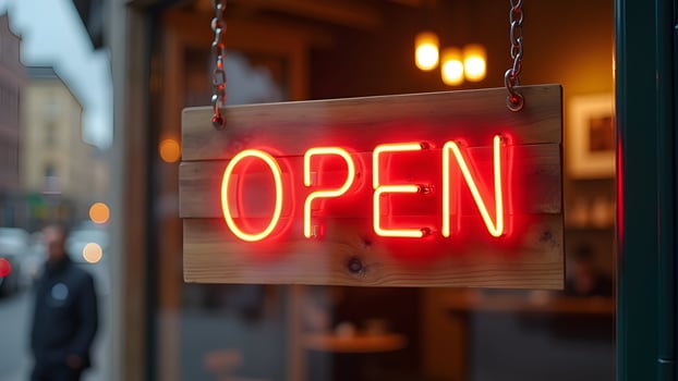 Open sign on the door photo