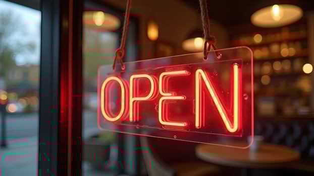 Open sign on the door photo