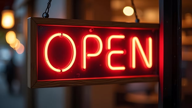 Open sign on the door photo