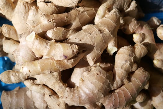 Close up of Gingers on chopping board. photo