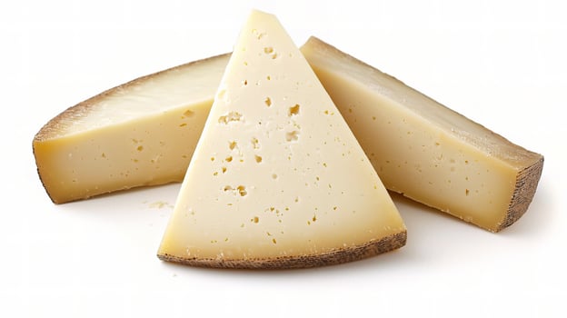 Cheese Slices Isolated on White Background for Culinary Use photo
