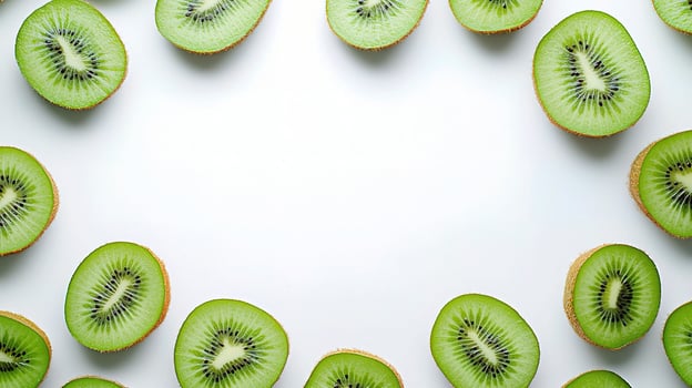 Fresh Kiwi Fruit Slices Isolated on White Background photo