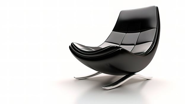 A modern black chair with a curved back photo