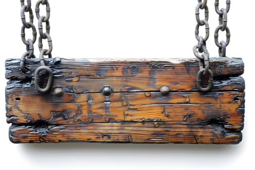 Rustic Wooden Hanging Sign with Metal Chains Vintage Decor Design for Home or Garden Display photo