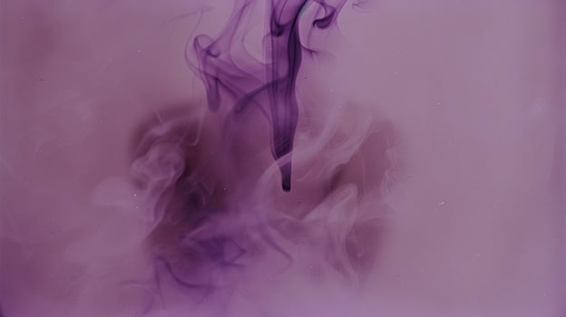 Subtle plumes of soft purple smoke float and twist gently 3d rendering image. Lavender airy composition background wallpaper colorful realistic. Dreamlike abstraction concept idea photo