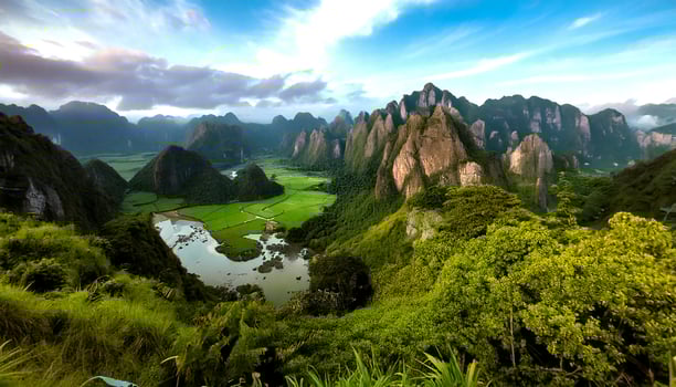 Beautiful landscape scenery on mountain peak photo