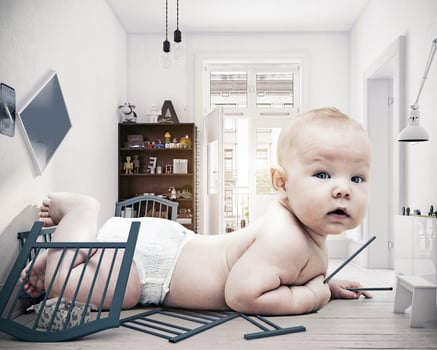 giant baby in the children's room. photo