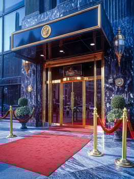 Elegant building entrance with decor photo