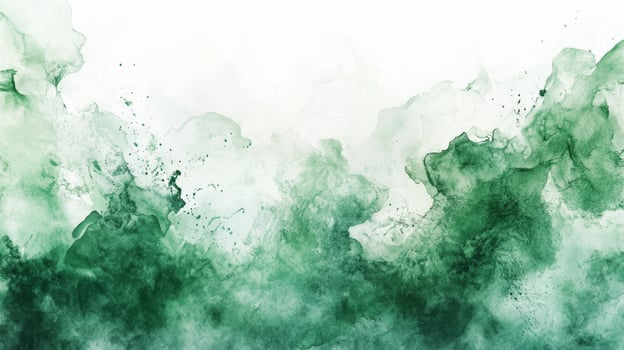 Green watercolor paint splashes on white background photo