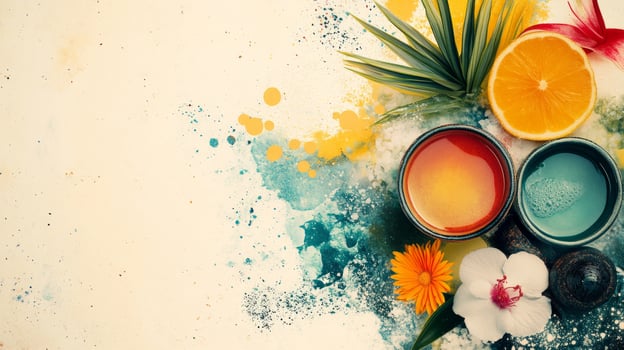 Colorful spa products on a white background photo