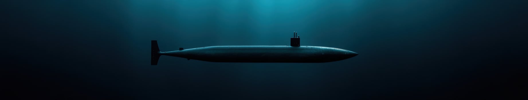 Submarine gliding silently through deep ocean waters photo