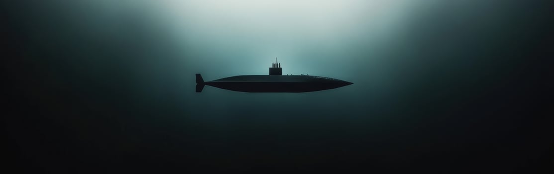Submarine gliding silently through deep ocean waters photo