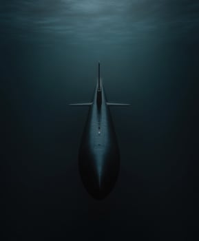 Submarine navigating through deep ocean waters silently photo