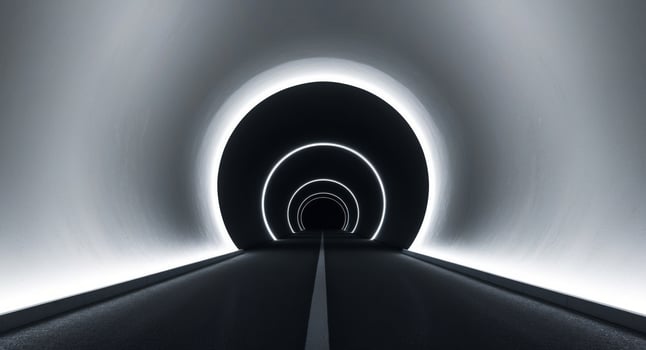 Glowing Archway Leading to a Dark Tunnel. photo