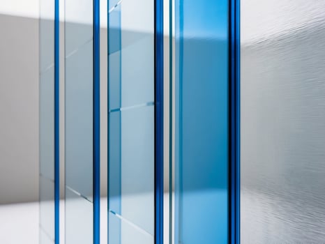 Abstract Perspective Of Blue Glass Panels. photo