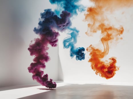 colorful smoke is swirling forming fantastic shapes. photo