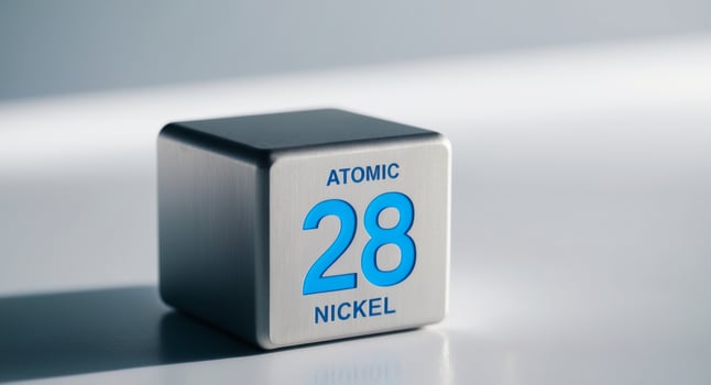 Cube with Nickel number 28 periodic table. photo