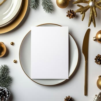 Elegant table setting for a festive celebration with decorative elements photo