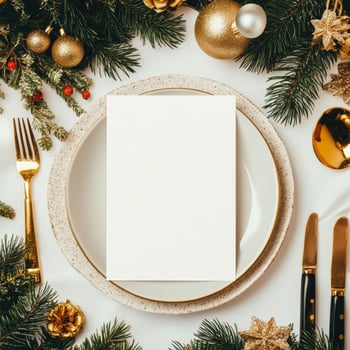 Elegant table setting for a festive celebration with decorative elements photo