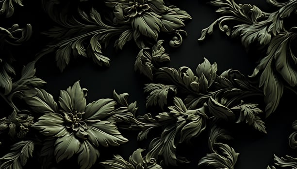 Seamless pattern tile background flowers and floral leaves plants photo