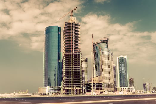 Abu Dhabi new district with skyscrapers construction photo