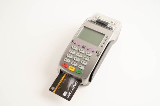 Payment POS terminal for finance and shopping business and technology. photo