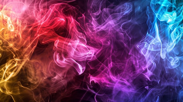 A colorful smokey background with a purple and blue swirl photo
