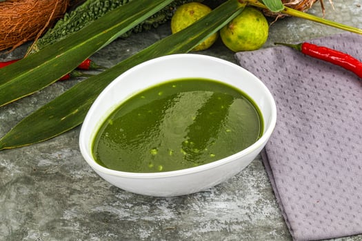 Green spinach cream vegan soup photo