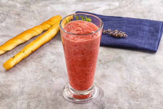 Sweet strawberry smoothie with milk photo