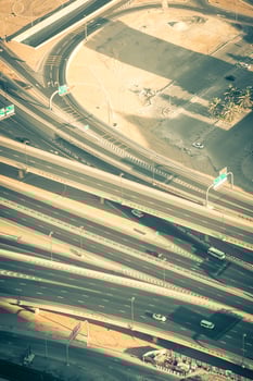 Top view of highway interchange in Dubai photo
