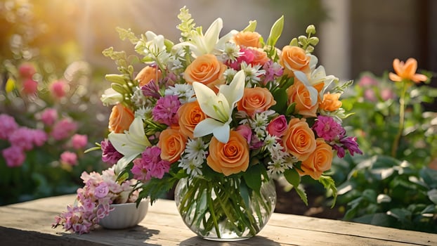 Vibrant Spring Bouquet in Sunlit Garden photo