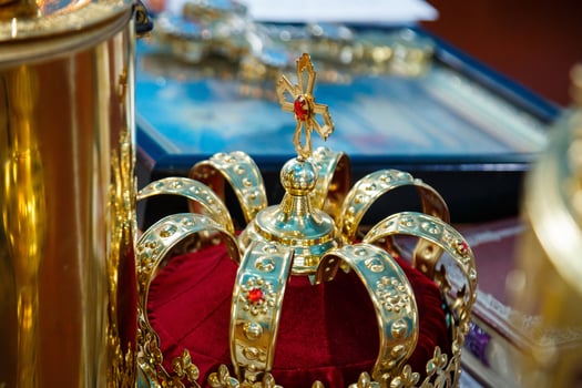 Church crown in a gold frame. Religious traditions photo