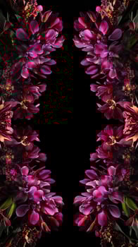 Flower heads arranged in symmetrical pattern layout, wallpaper art photo