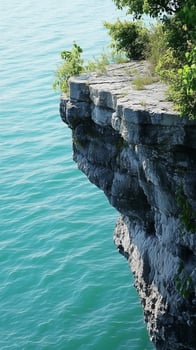 Cliff face dropping straight down to water below , wallpaper photo