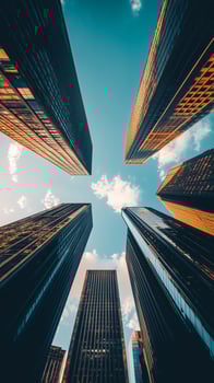 Towers rising into the sky, forming the outline of a metropolitan area, wallpaper art photo
