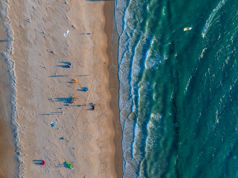 Aerial View of Kite Surfers on Tarifa Beach, Spain photo