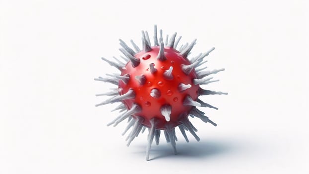 3D illustration of a red virus with spikes. photo