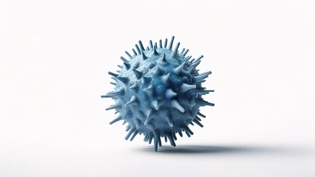 3D render of a blue spiky sphere isolated on a white background. photo