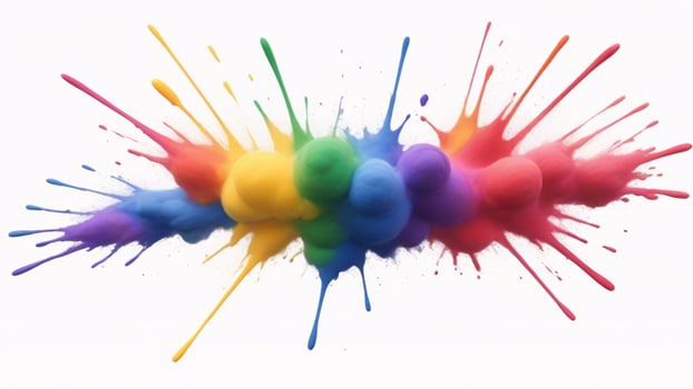 Colorful paint splatter explosion on white background. photo