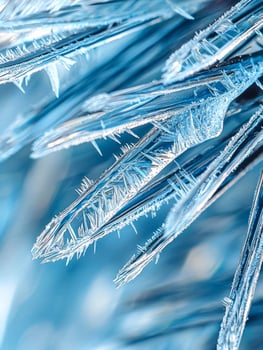 close up of ice crystals on a blue background photo