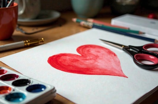 Watercolor parlour paint on artist desktop, art tool for hobby of drawing photo