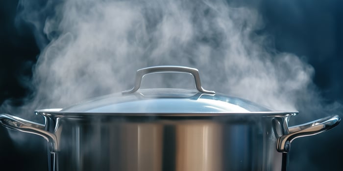 Close-up of a steaming casserole dish, culinary photography photo