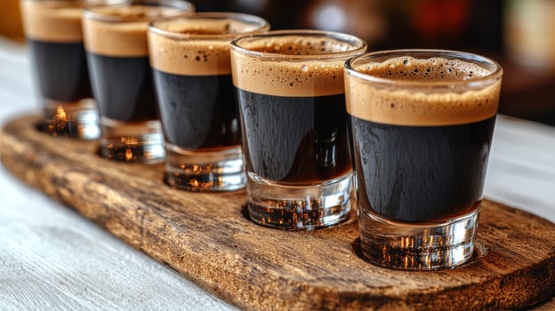 Delightful coffee tasting experience at a rustic cafe in the heart of the city photo