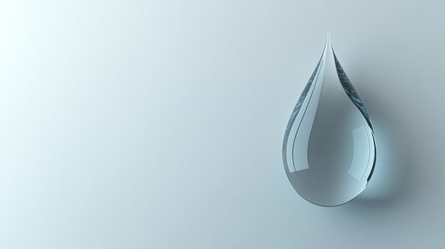 Captivating water droplet suspended in mid-air reflecting soft ambient light photo