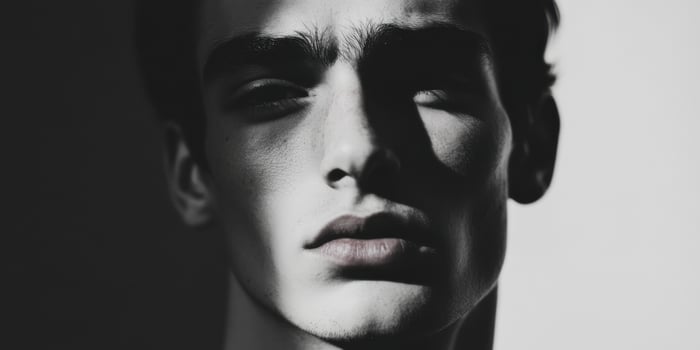 A Striking Portrait Showcasing Dramatic Lighting and Shadows to Create Greater Visual Impact photo