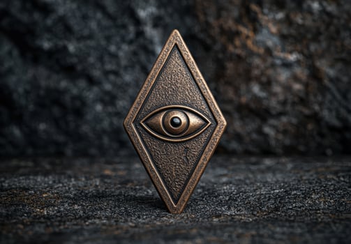Mysterious eye symbol on dark background photo