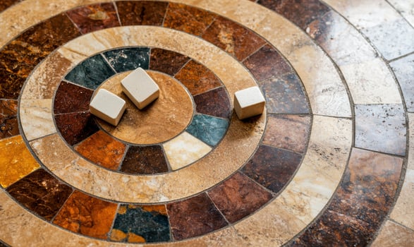 Colorful tiled mosaic pattern with decorative ceramic pieces photo