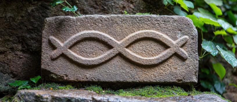 ancient stone carving with intricate design photo
