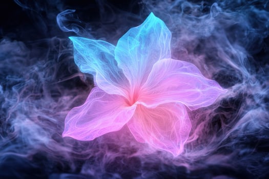Ethereal flower in smoky atmosphere photo