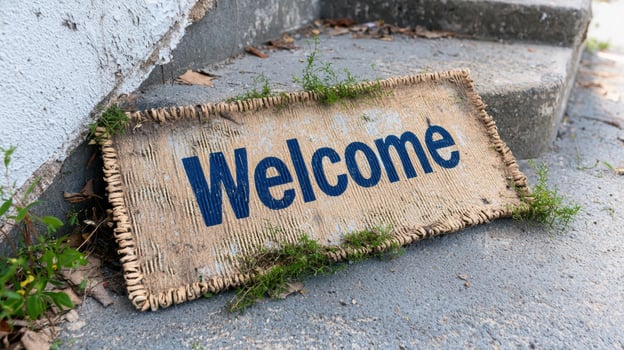 Welcoming sign on the ground photo